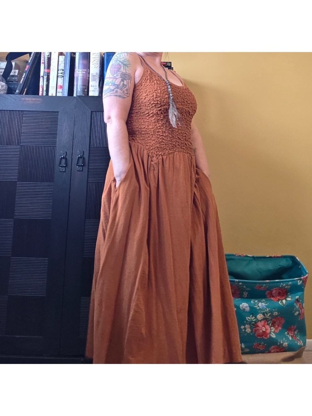 Free People Pumpkin Maxi Dress Boho size Medium - Picture 7 of 8